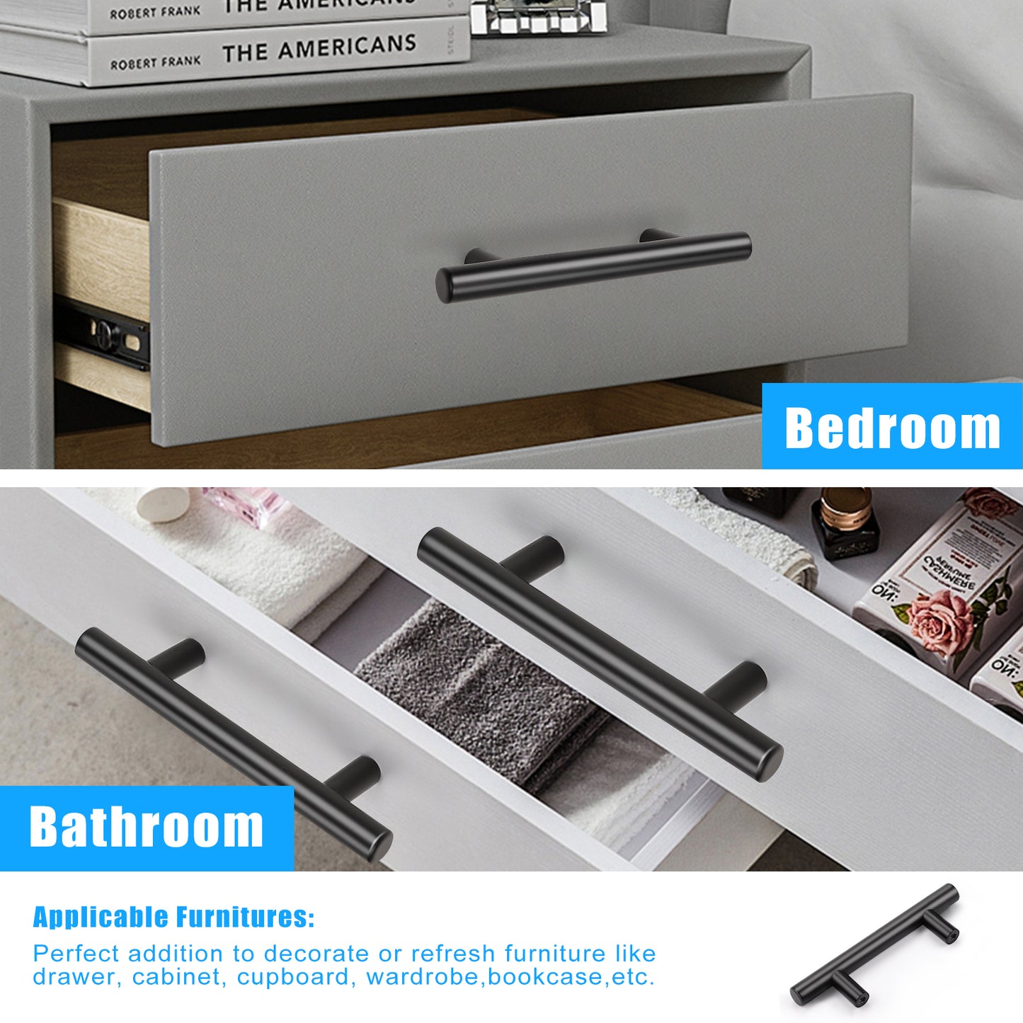 KNOBWELL Matte Black Stainless Steel Kitchen Cabinet Pulls- PD3383HBK