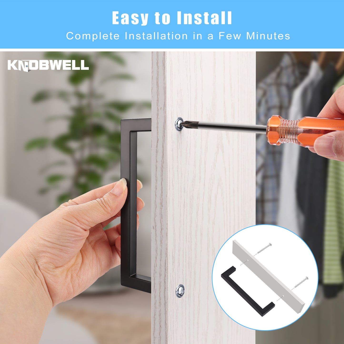 KNOBWELL Matte Black Stainless Steel Pulls for Cabinets/Drawers-PDDJS10HBK