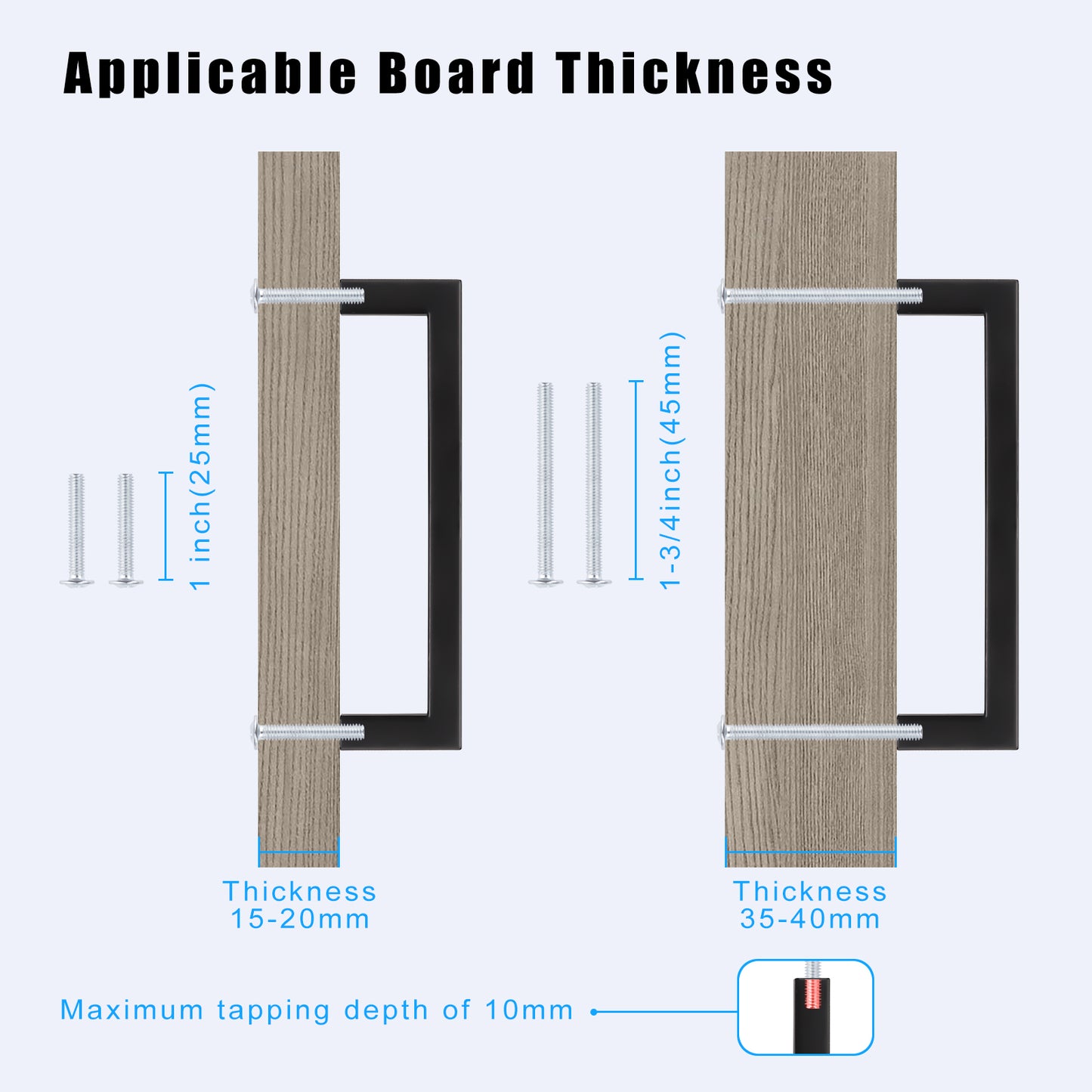 KNOBWELL Matte Black Stainless Steel Pulls for Cabinets/Drawers-PDDJS10HBK