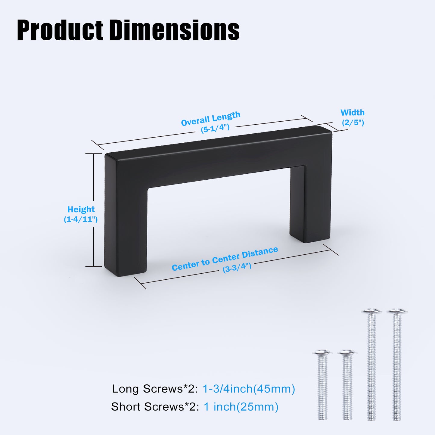 KNOBWELL Matte Black Stainless Steel Pulls for Cabinets/Drawers-PDDJS10HBK