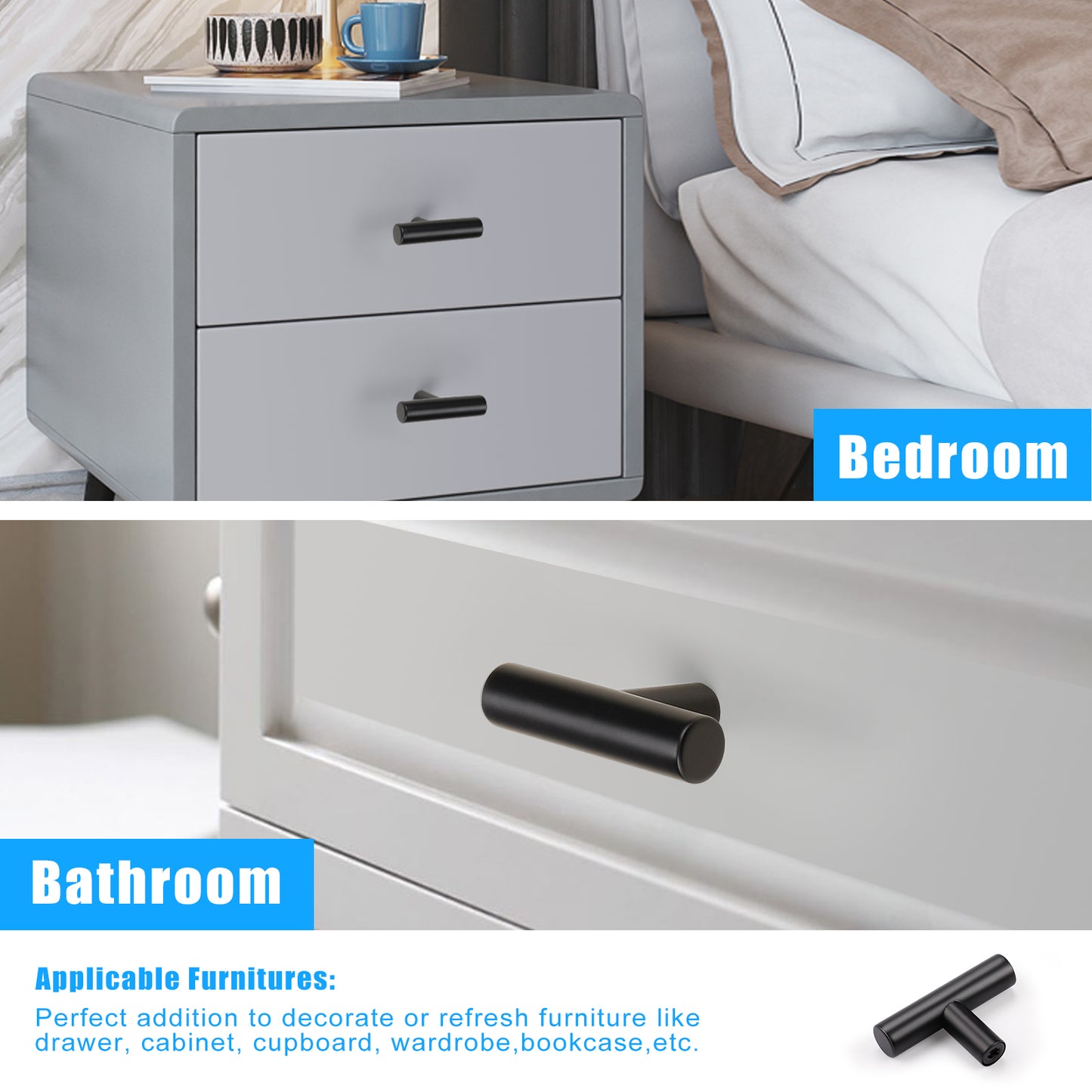KNOBWELL Matte Black Stainless Steel Kitchen Cabinet Pulls- PD3383HBK