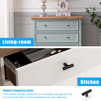 KNOBWELL Matte Black Stainless Steel Pulls for Cabinets/Drawers-PDDJS10HBK