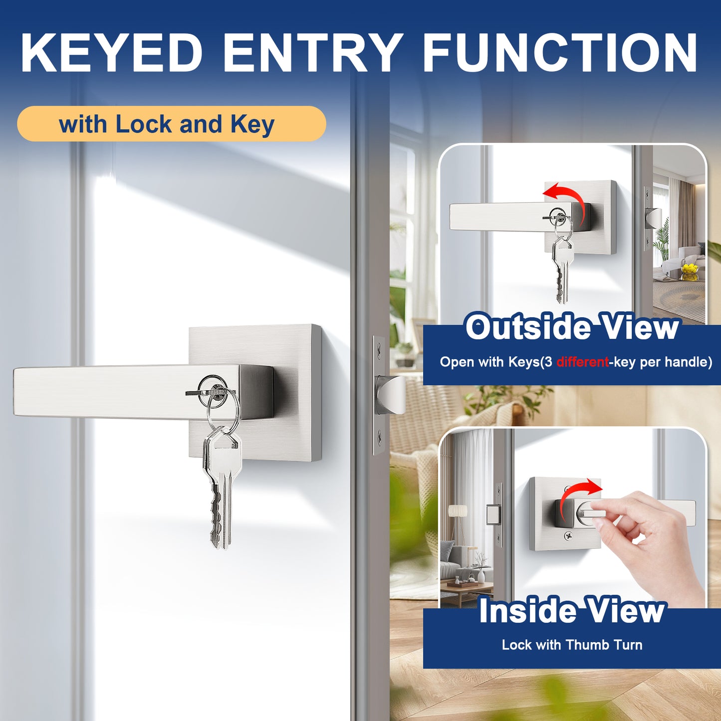 KNOBWELL Craftsman Style Privacy/Passage/Dummy/Keyed Entry Door Handles-DL01