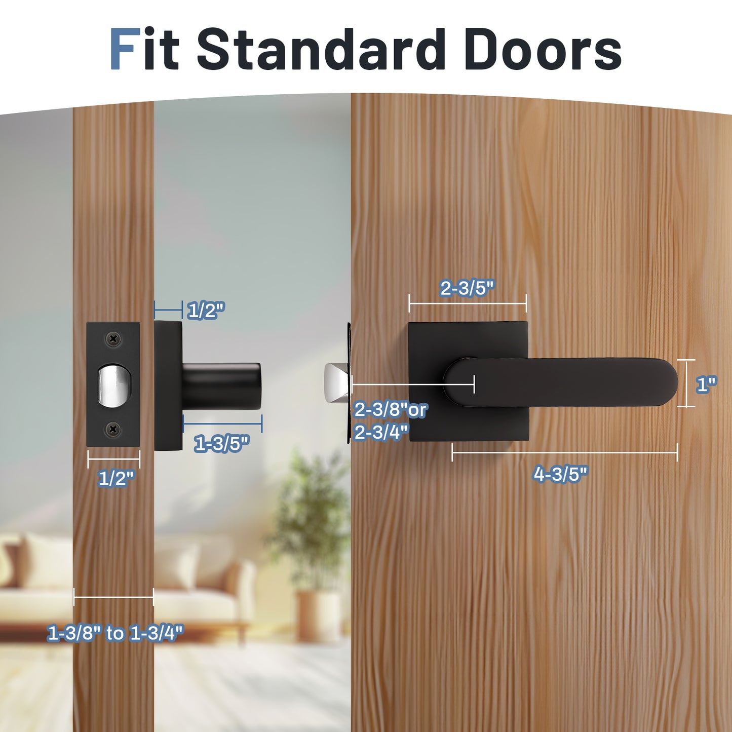 KNOBWELL Contemporary Heavy Duty Passage Door Levers (No Lock)