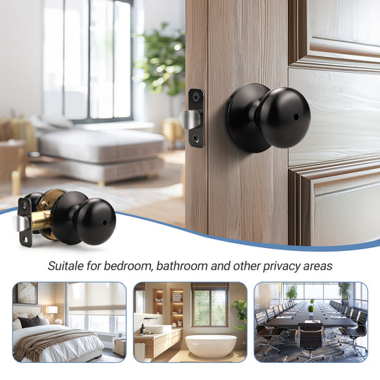 KNOBWELL Contemporary Black Privacy Door Knob With Lock for Interior Doors