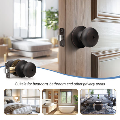 KNOBWELL Contemporary Bronze Privacy Door Knob With Lock for Interior Doors