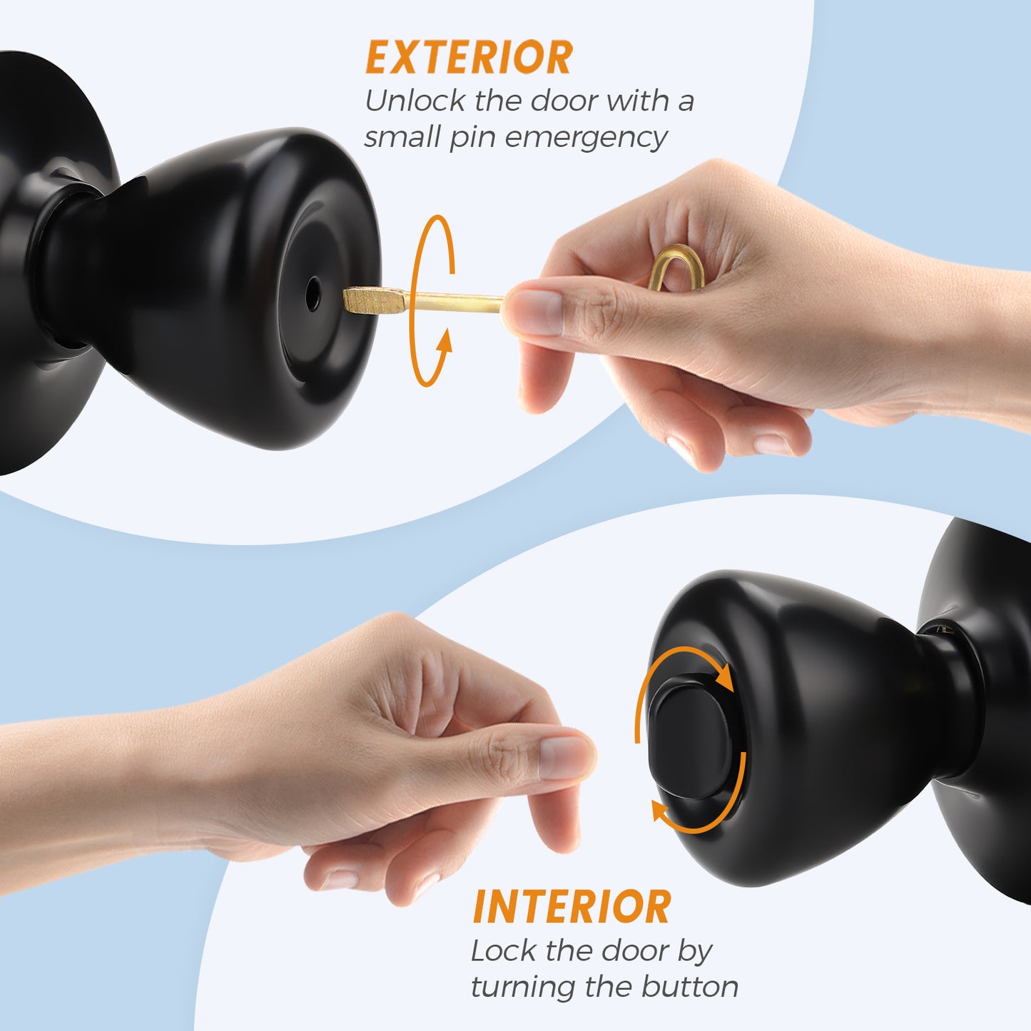 KNOBWELL Matte Black Tulip Round Shape Indoor Door Knobs - DL576BK