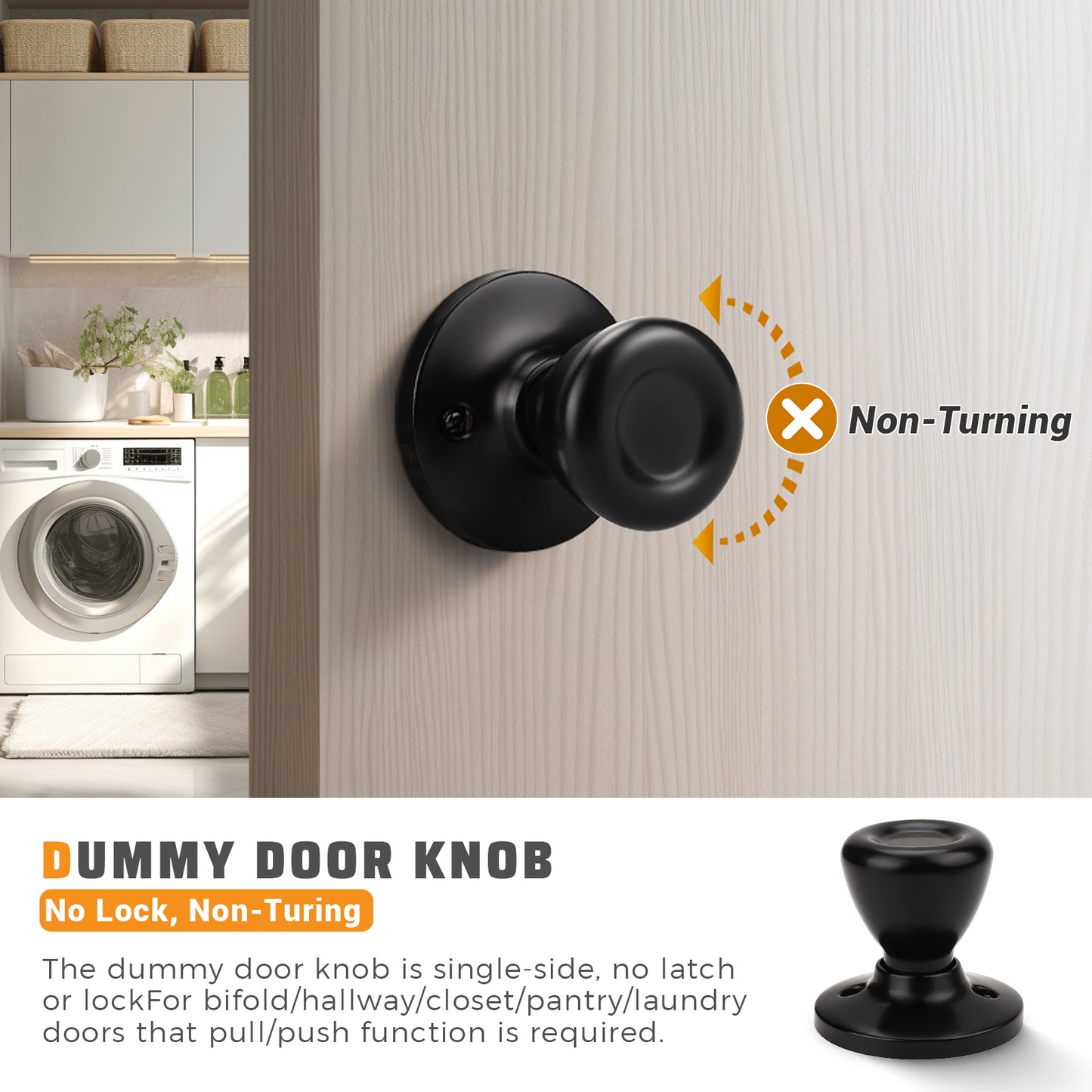 KNOBWELL Matte Black Tulip Round Shape Indoor Door Knobs - DL576BK