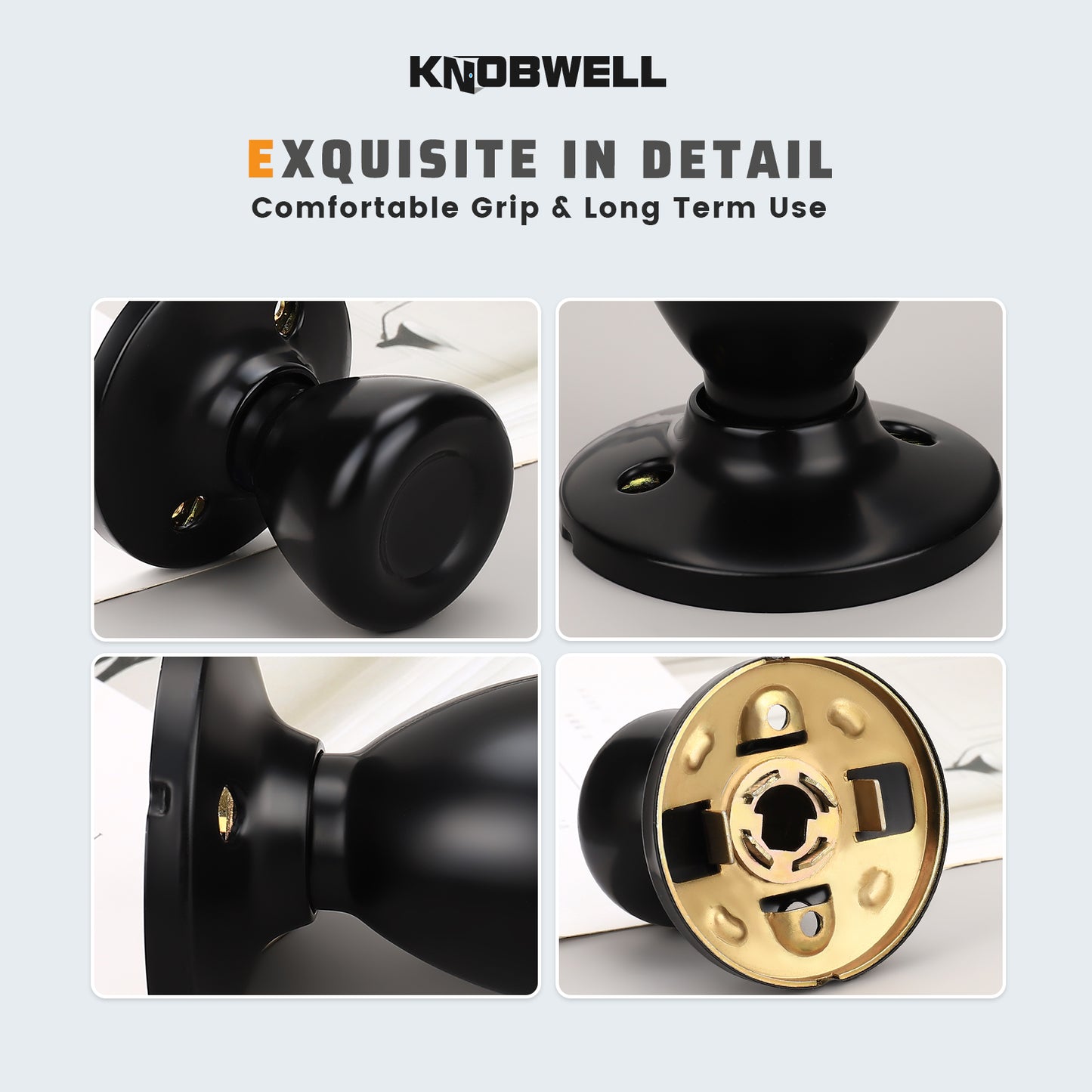 KNOBWELL Matte Black Tulip Round Shape Indoor Door Knobs - DL576BK