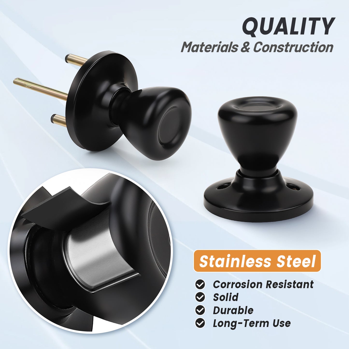 KNOBWELL Matte Black Tulip Round Shape Indoor Door Knobs - DL576BK