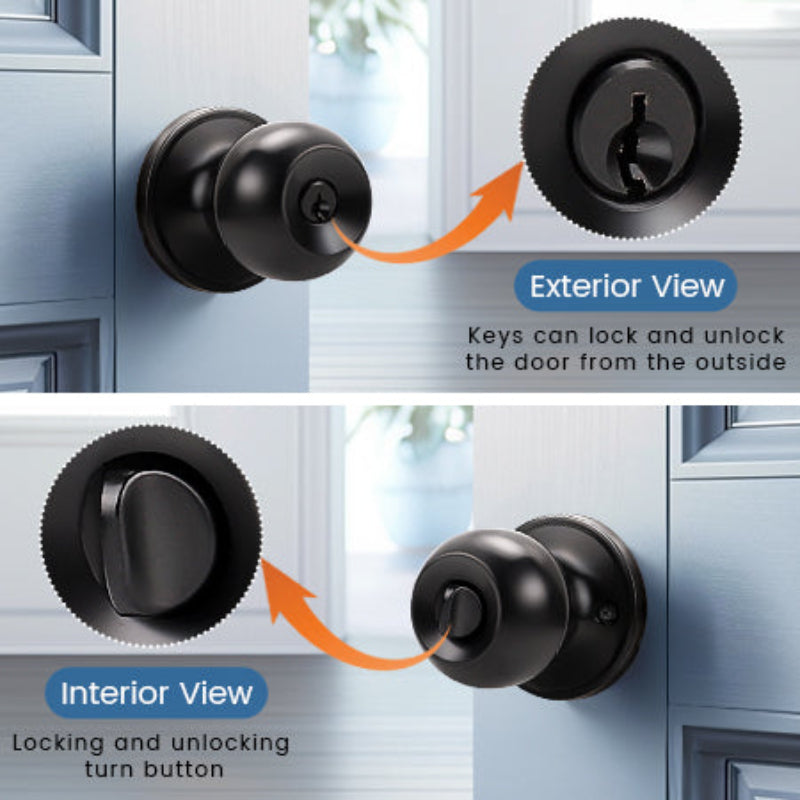 KNOBWELL Round Ball Keyed Alike Multiple Door Locks With Same Key For Front Door