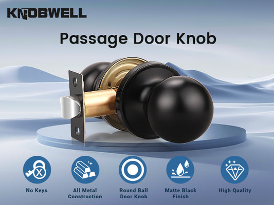 KNOBWELL Best Round Passage Interior Door Knobs Without Lock and Key