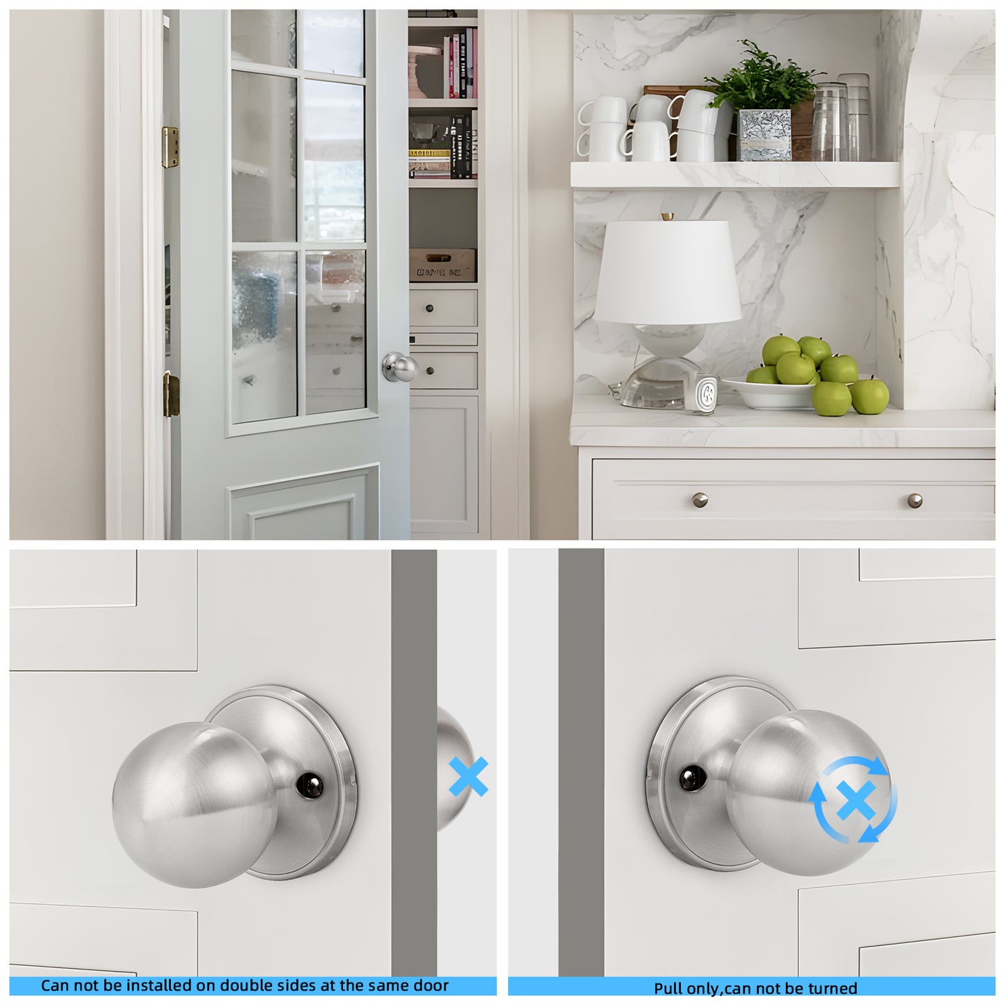 KNOBWELL Decorative Round Ball Single Dummy Interior Door Knobs