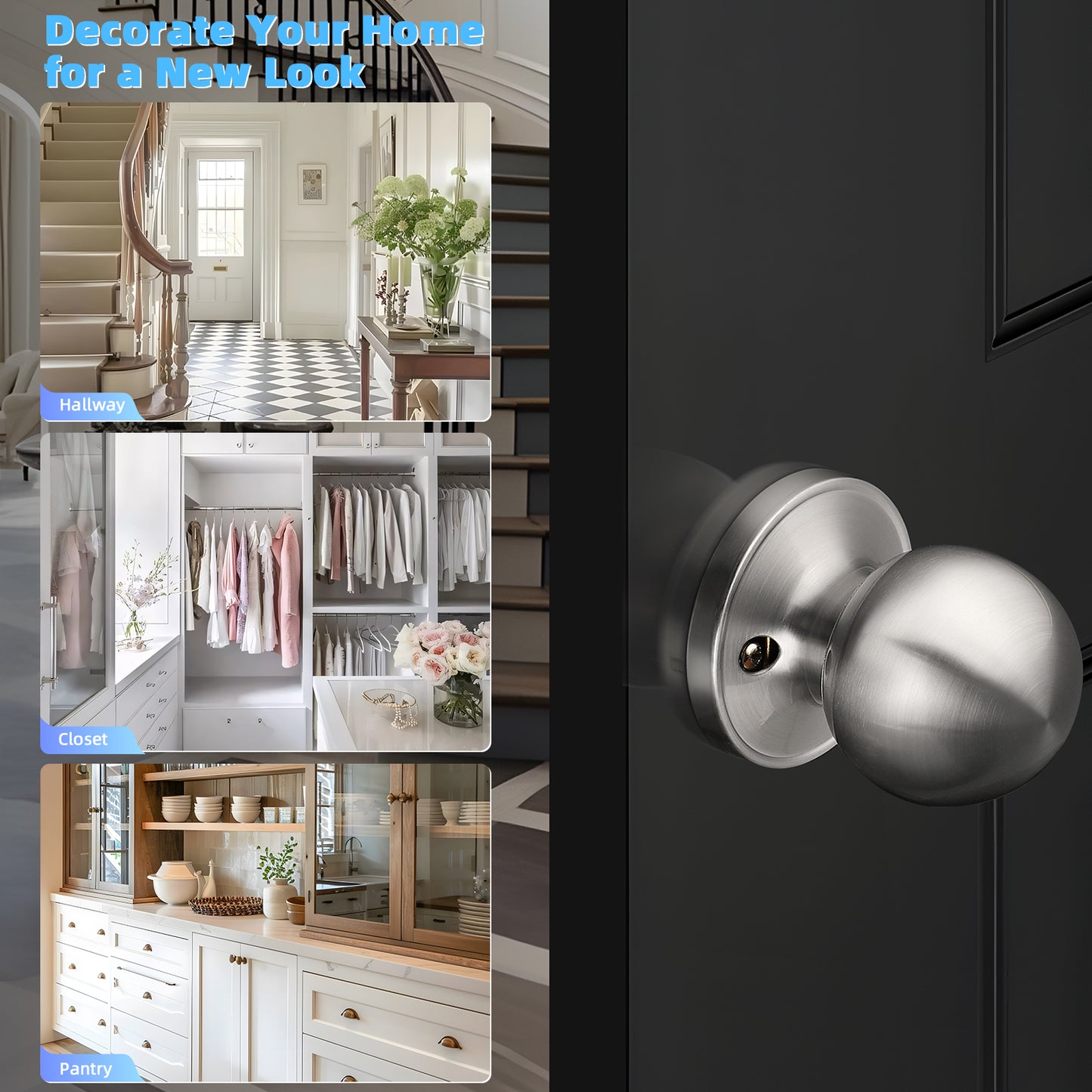 KNOBWELL Decorative Round Ball Single Dummy Interior Door Knobs