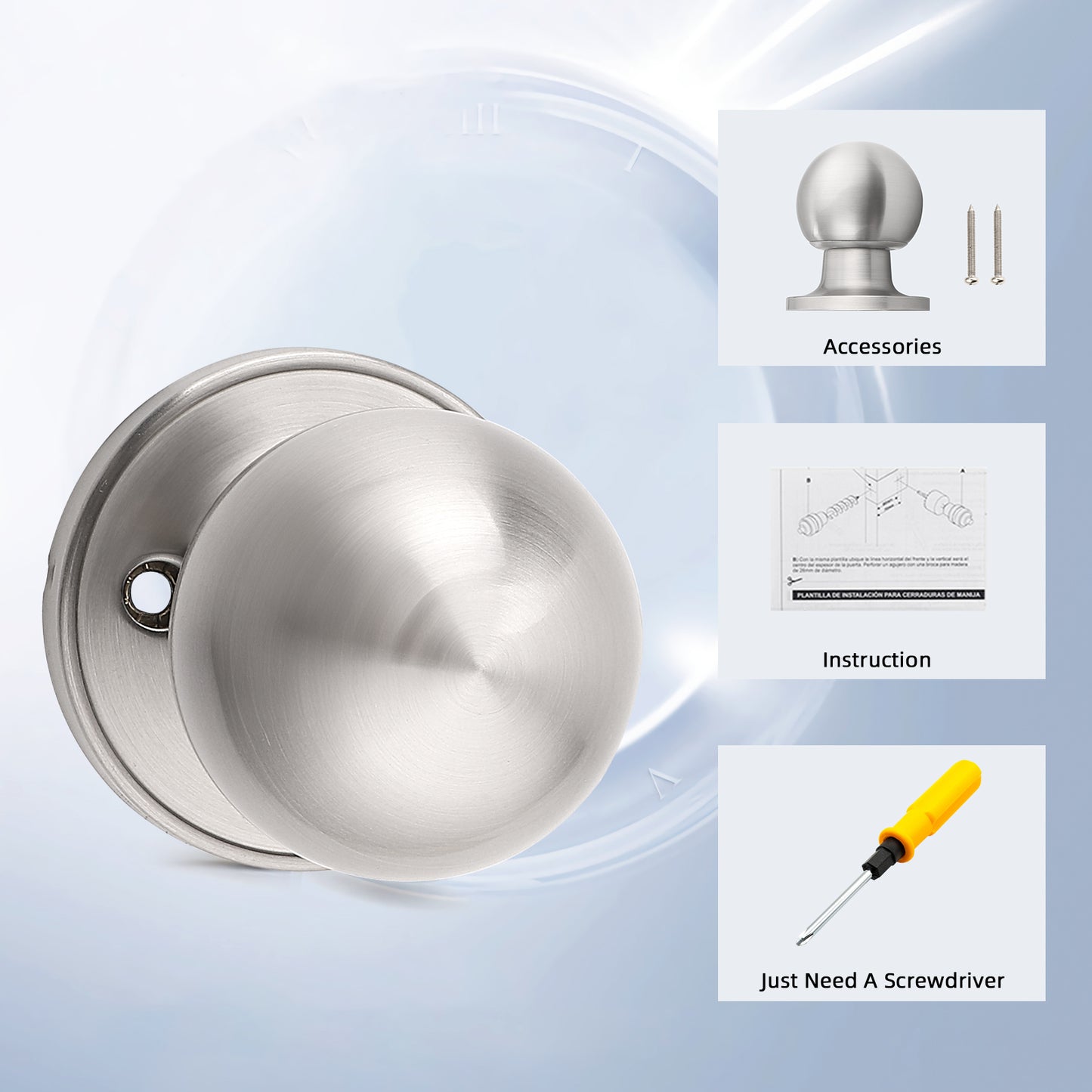 KNOBWELL Decorative Round Ball Single Dummy Interior Door Knobs