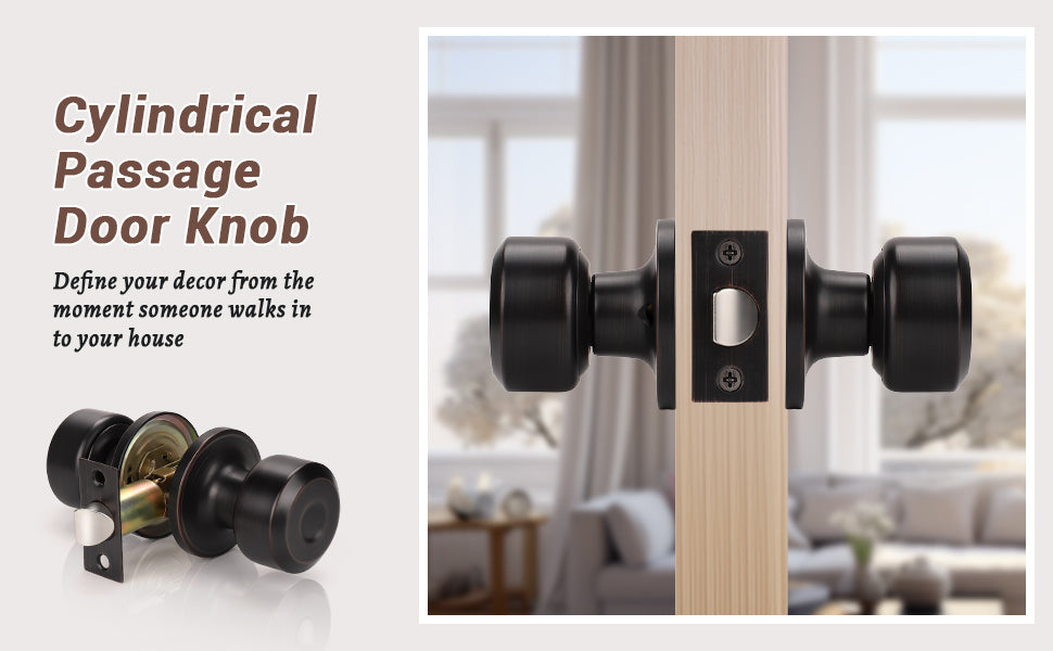 Cylinder Passage Door Knobs (No Lock) - DL610PS