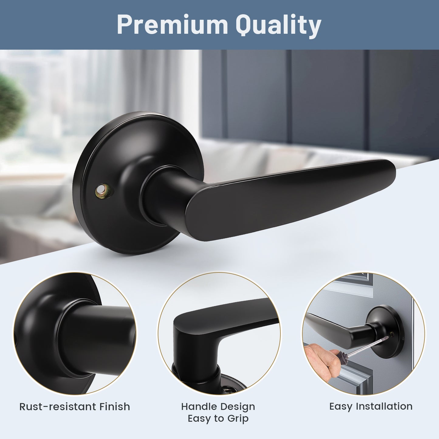 KNOBWELL Minimalist Single Dummy Door Levers (Pull Only) for interior doors- DL815DM