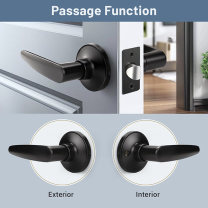 KNOBWELL Black Passage Interior Door Handle With Lock for House Design