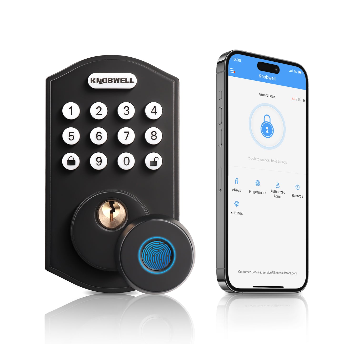 KNOBWELL Keyless Entry Door Lock, 4 in 1 Smart Fingerprint Door Lock, Keypad Deadbolt