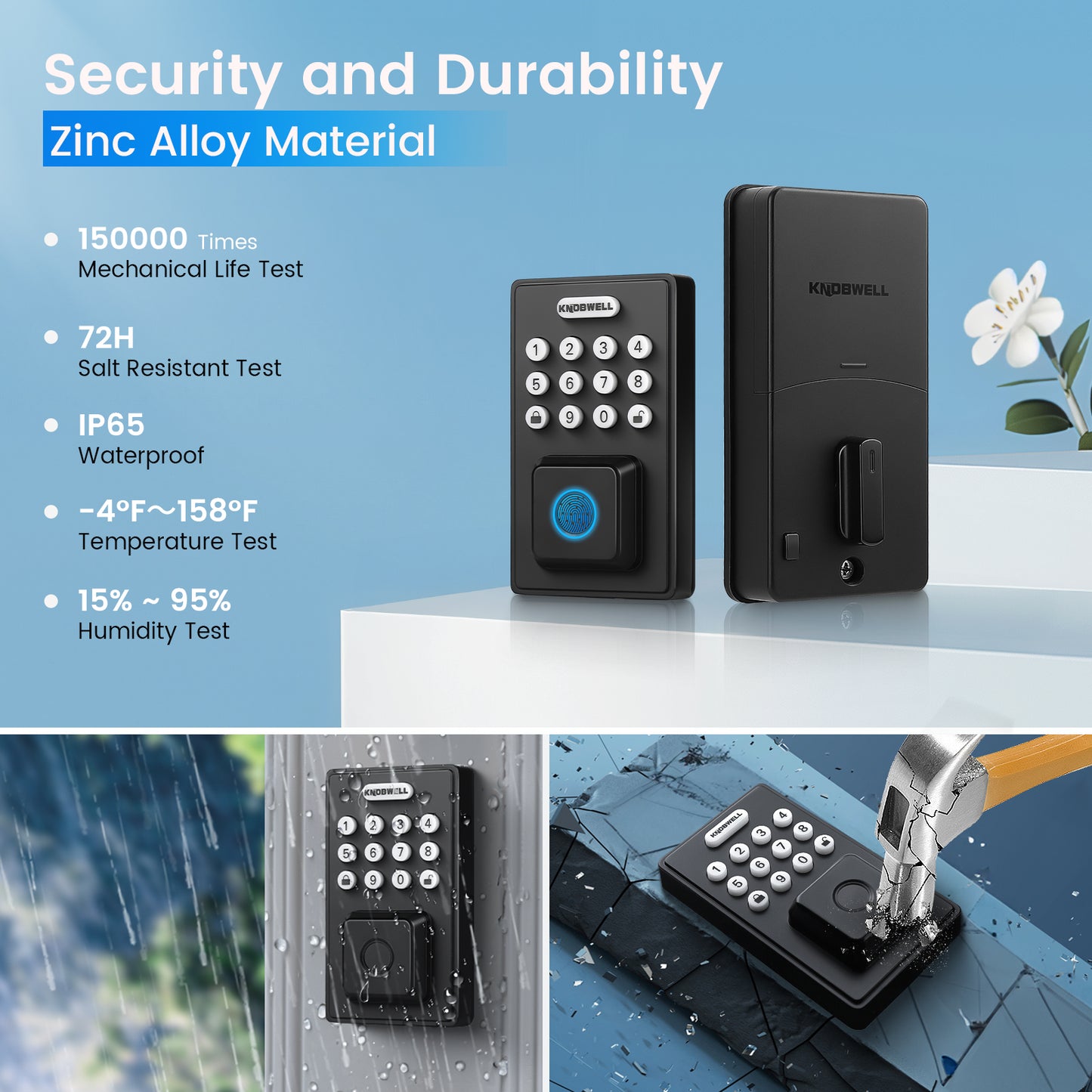 KNOBWELL Smart Lock Deadbolt for Front Door, Fingerprint Keyless Entry Door Lock