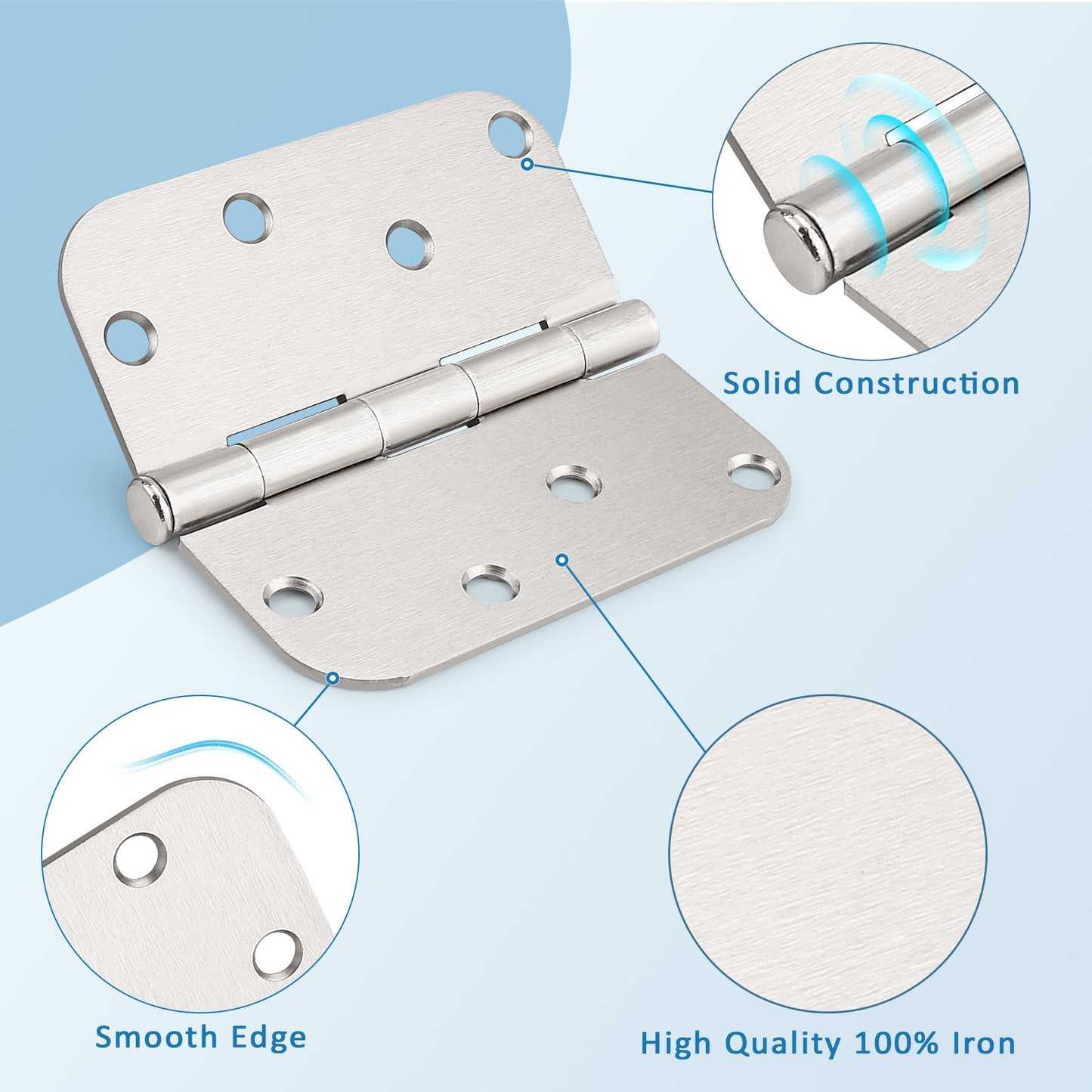 Satin Nickel Door Hinges 4" x 4" with 5/8"