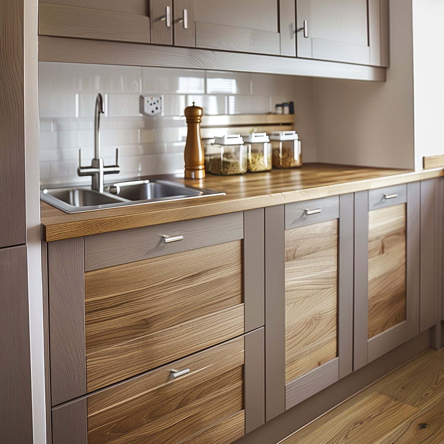 KNOBWELL Stainless Steel Modern Cabinet Handles for Kitchen Cupboards/Drawers-PD201HSS