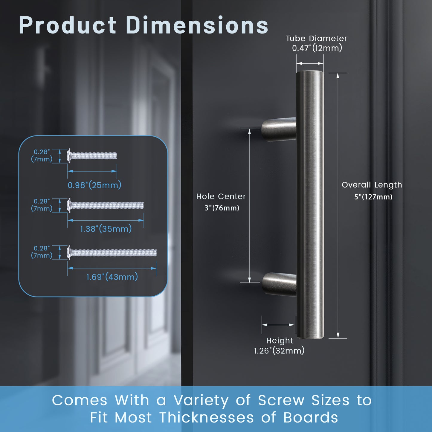 KNOBWELL Stainless Steel Modern Cabinet Handles for Kitchen Cupboards/Drawers-PD201HSS