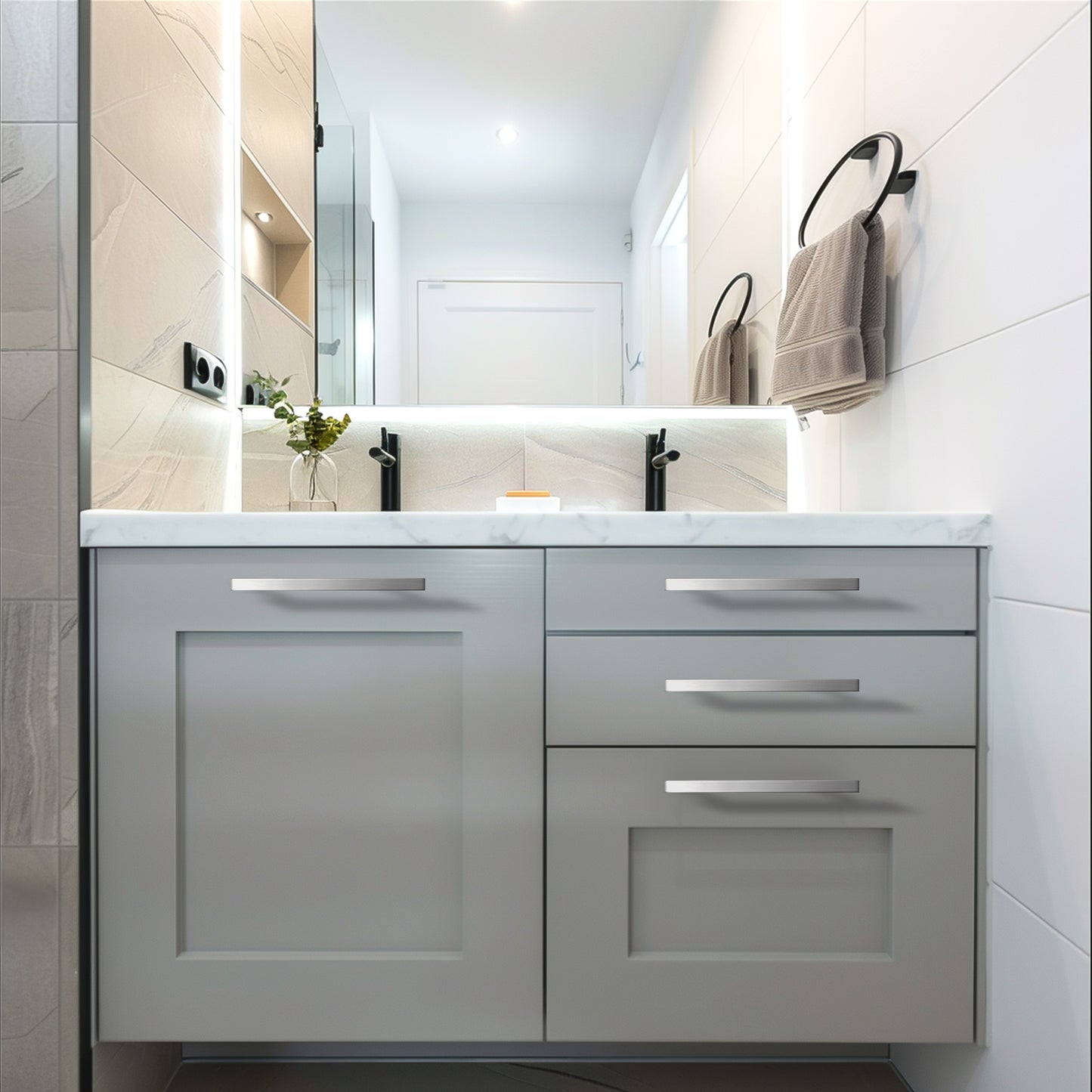 KNOBWELL Stainless Steel Kitchen Cabinet Handles Drawer Pulls - PDDJ16HSS