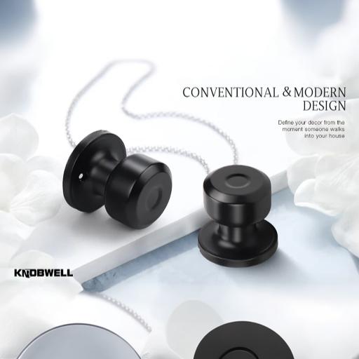 KNOBWELL Cylinder Ball Passage Keyless Indoor Door Knobs With Lock