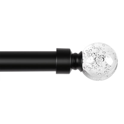 1 inch Black Cafe Curtain Rod with Bubble Glass Ball Finials