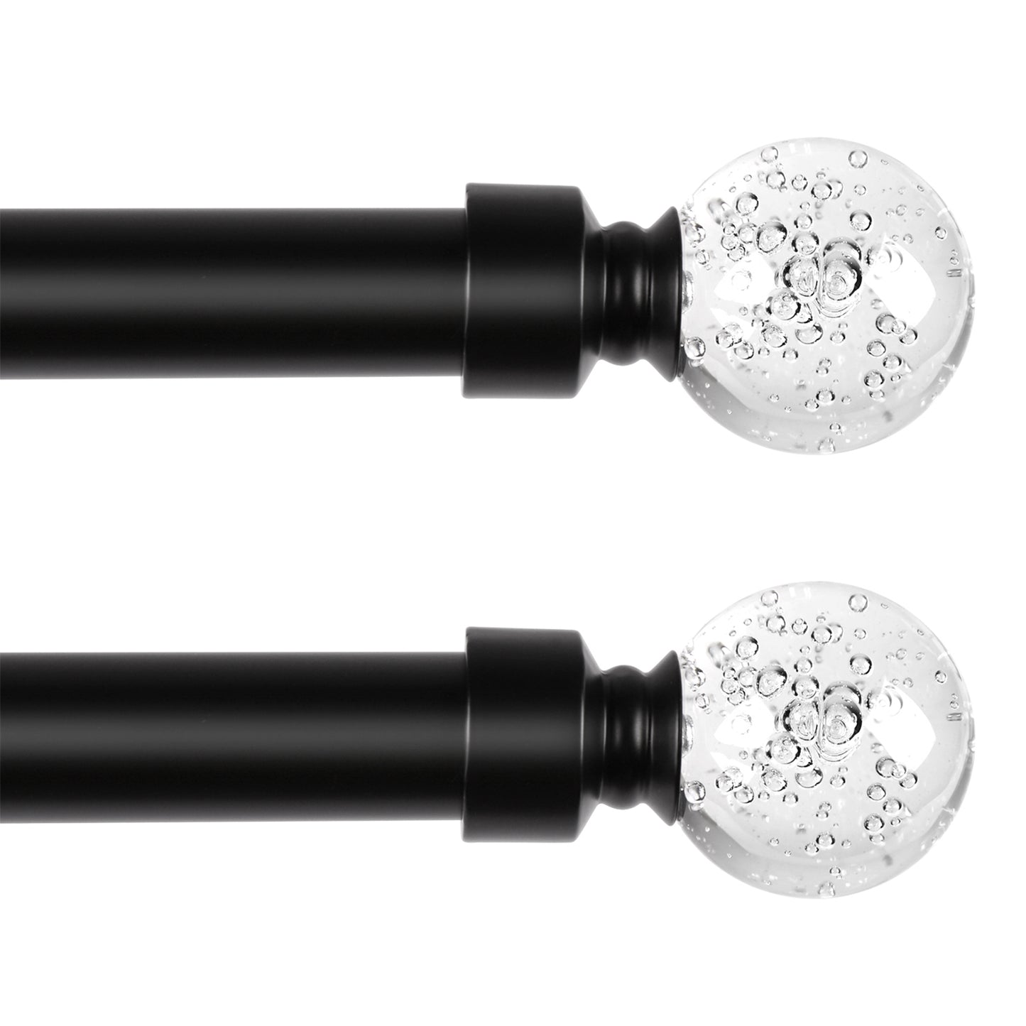 1 inch Black Cafe Curtain Rod with Bubble Glass Ball Finials