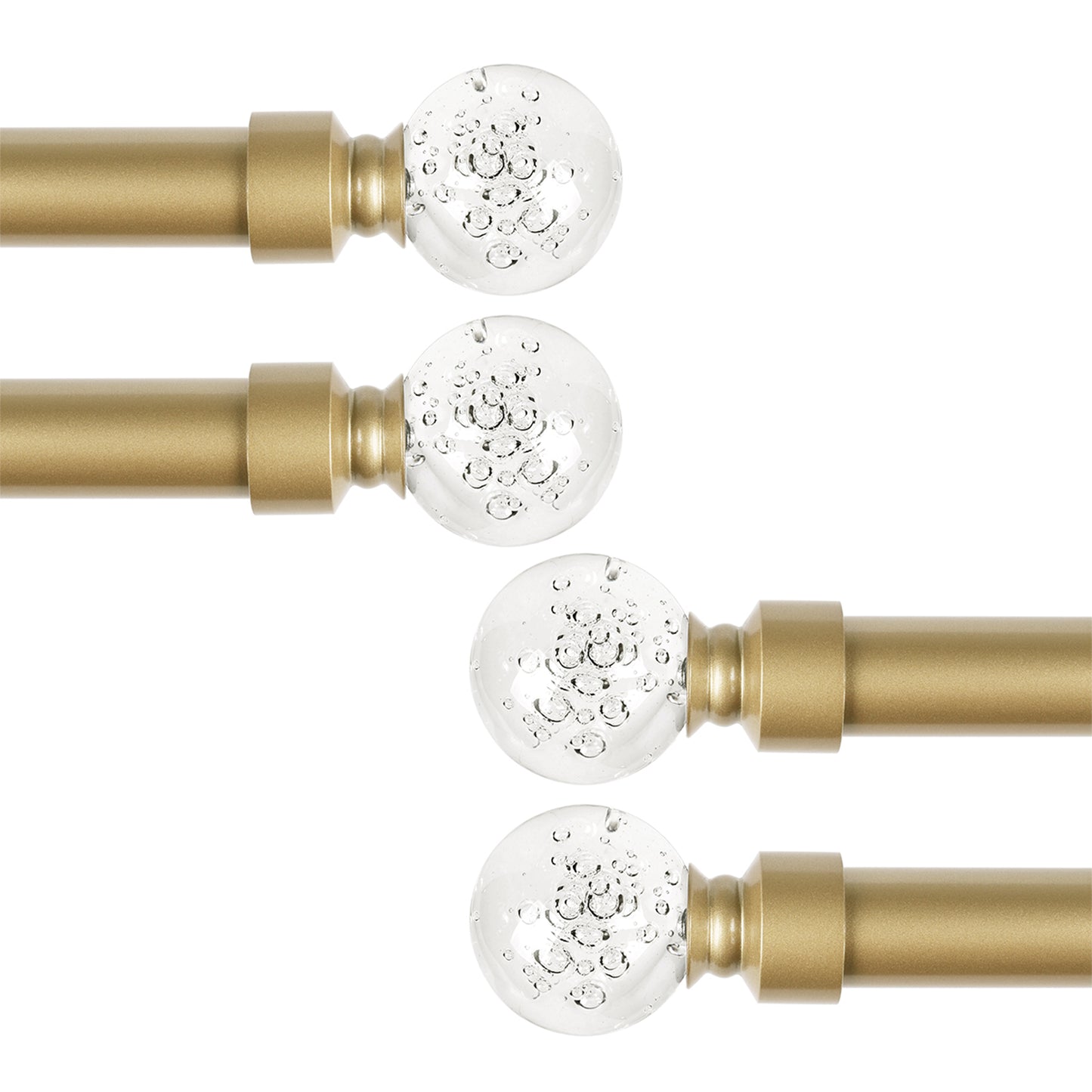 1 Inch Brass Adjustable Drapery Rod with Crystal Ball Finials, 22 to 86 Inches