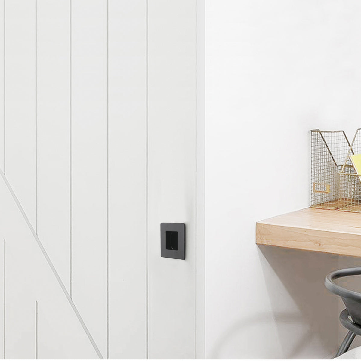 Square Black Flush Pull for Kitchen Cabinet, Sliding Closet and Drawer Finger Pull - Diameter for 2-3/4" and 2" - MH009BK