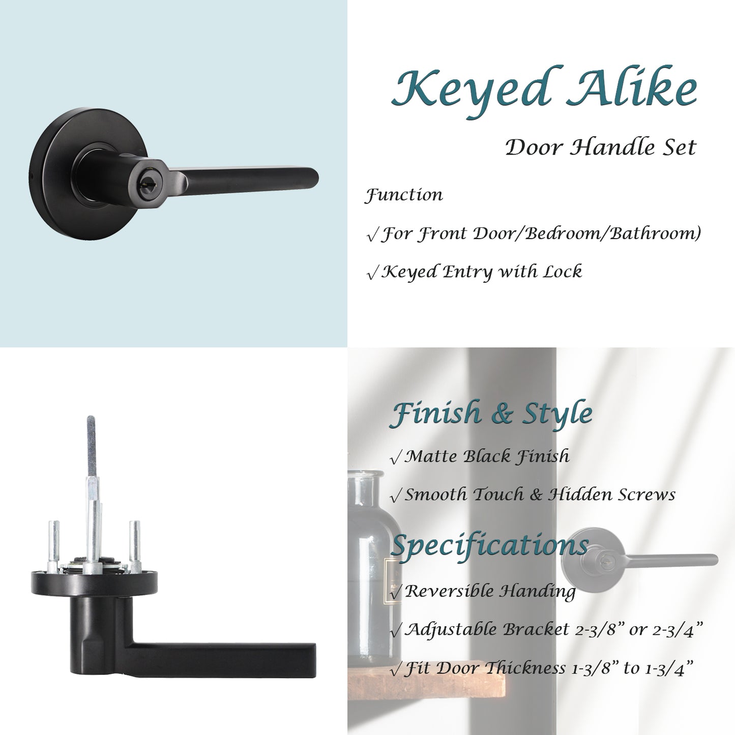 Classic Round Keyed Entry Door Levers (Keyed Alike) - DL1637ETC