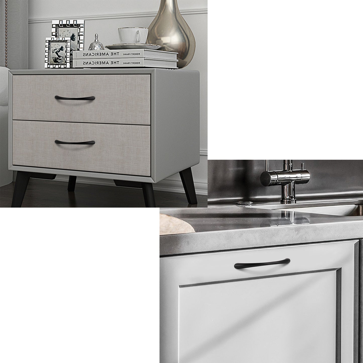 Matte Black Kitchen Cabinet Handles, Dresser Drawer Pulls - Hole Spacing for 2-1/2'', 3-3/4", 5'' - PD2171BK