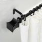 1-Inch Black Finish Decorative Single Curtain Rod with Square Finials, 22 to 42-Inch