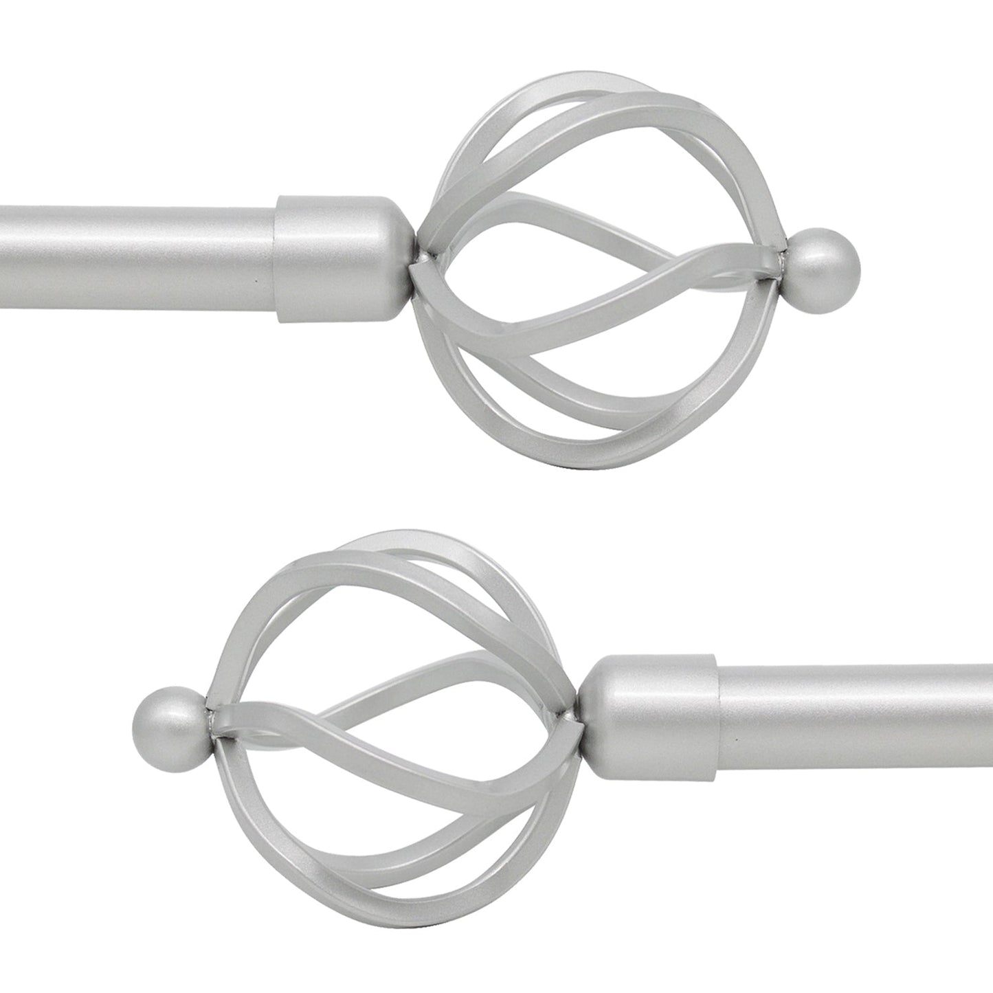 1 inch Nickel Cafe Window Curtain Rod with Twisted Cage Finials, 22" to 42"