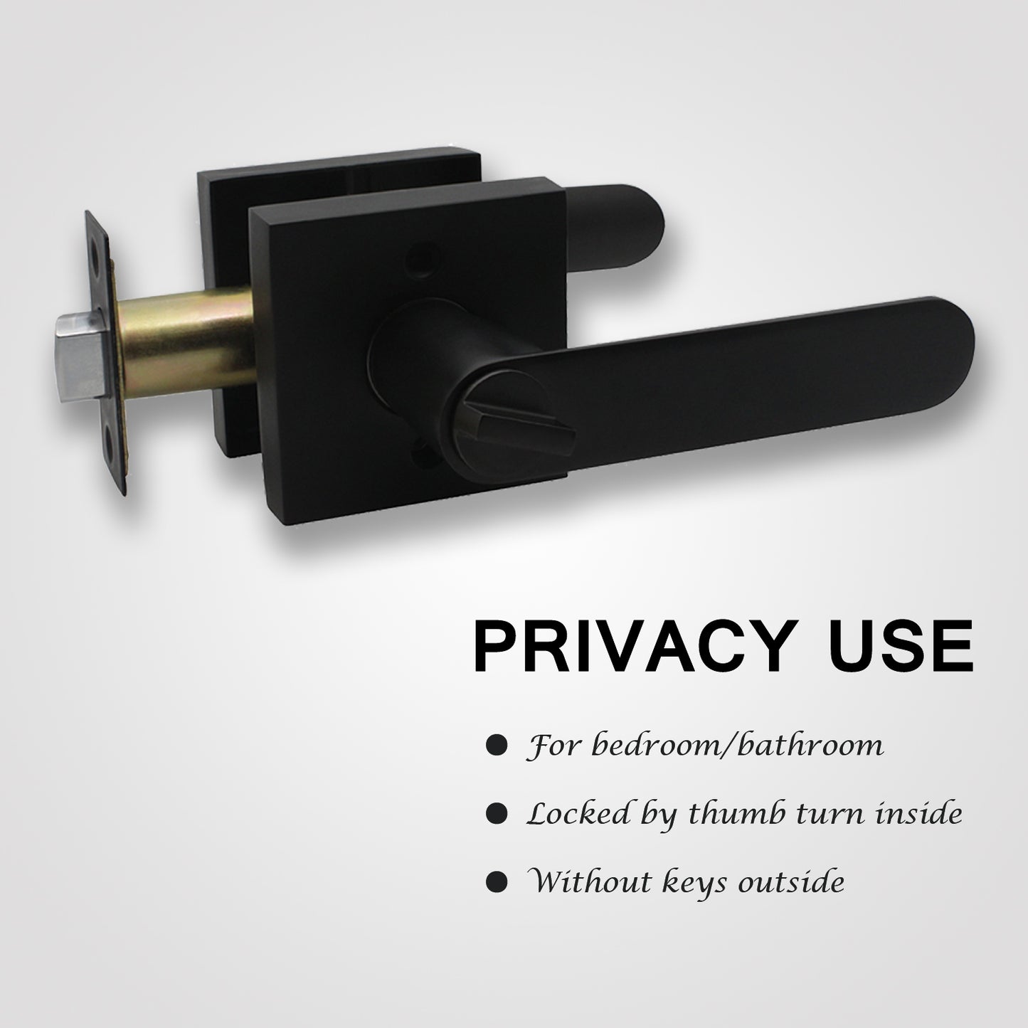 KNOBWELL Matte Black Heavy Duty Privacy Door Levers for Bed and Bath- DL03SBKBK