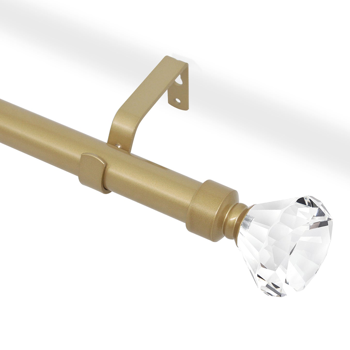 1 Inch Golden Decrative Single Curtain Rod with Crystal Diamond Finials, 22 to 86 Inches