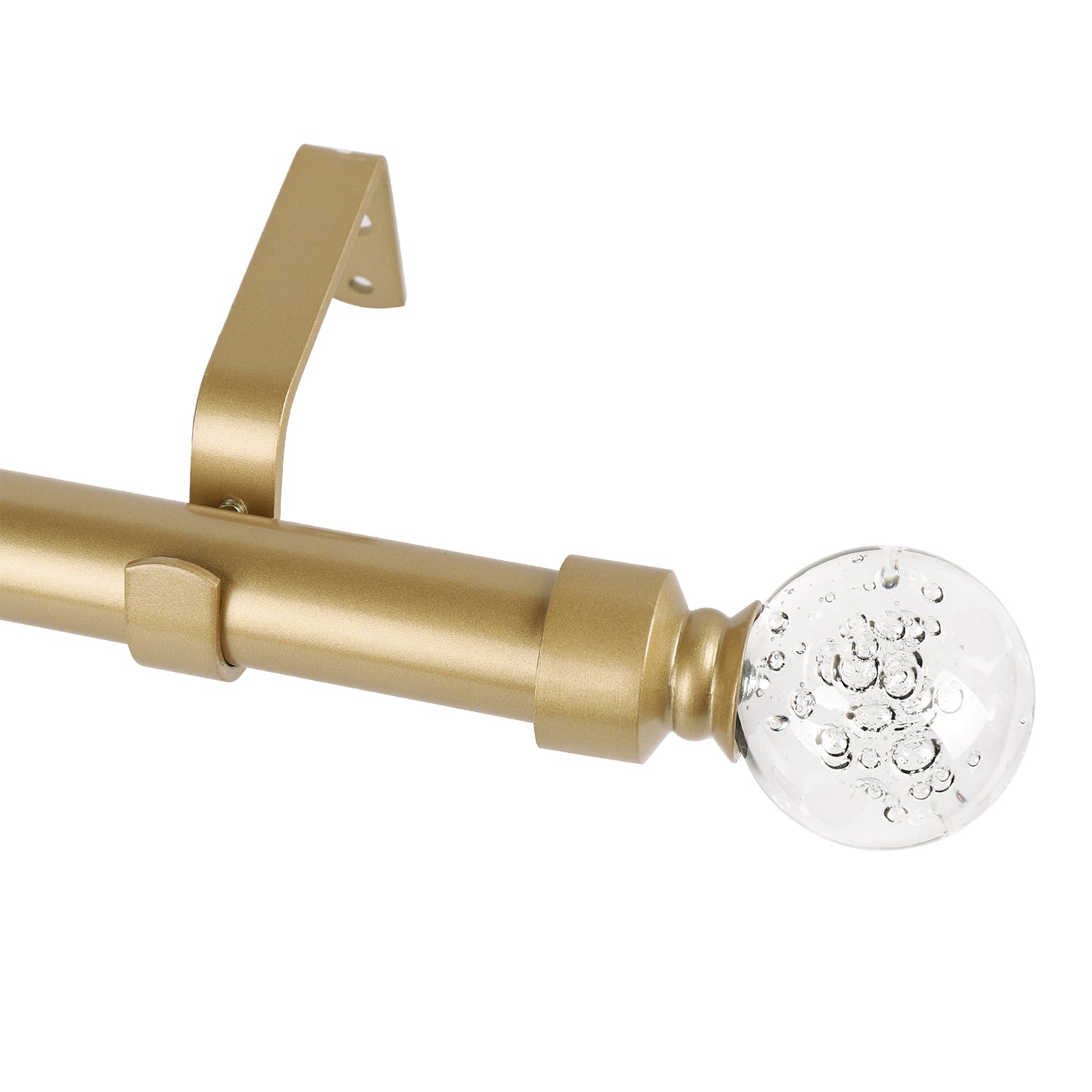 1 Inch Brass Adjustable Drapery Rod with Crystal Ball Finials, 22 to 86 Inches
