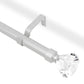 1 inch Satin Nickel Cafe Curtain Rod with Crystal Diamond Finials, 22 to 86 inches