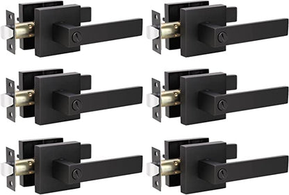 KNOBWELL 6 Pack Door Handles Black, Privacy Door Lever
