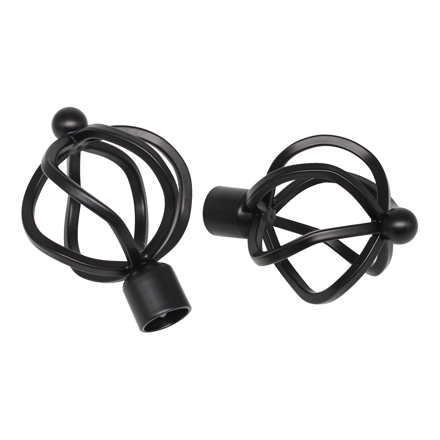 3/4" Inch Black Cafe Curtain Rods with Twisted Cage Finials