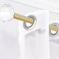 Golden Brass Window Curtain Rod with Acrylic Diamond Finials, 28 - 48 Inch