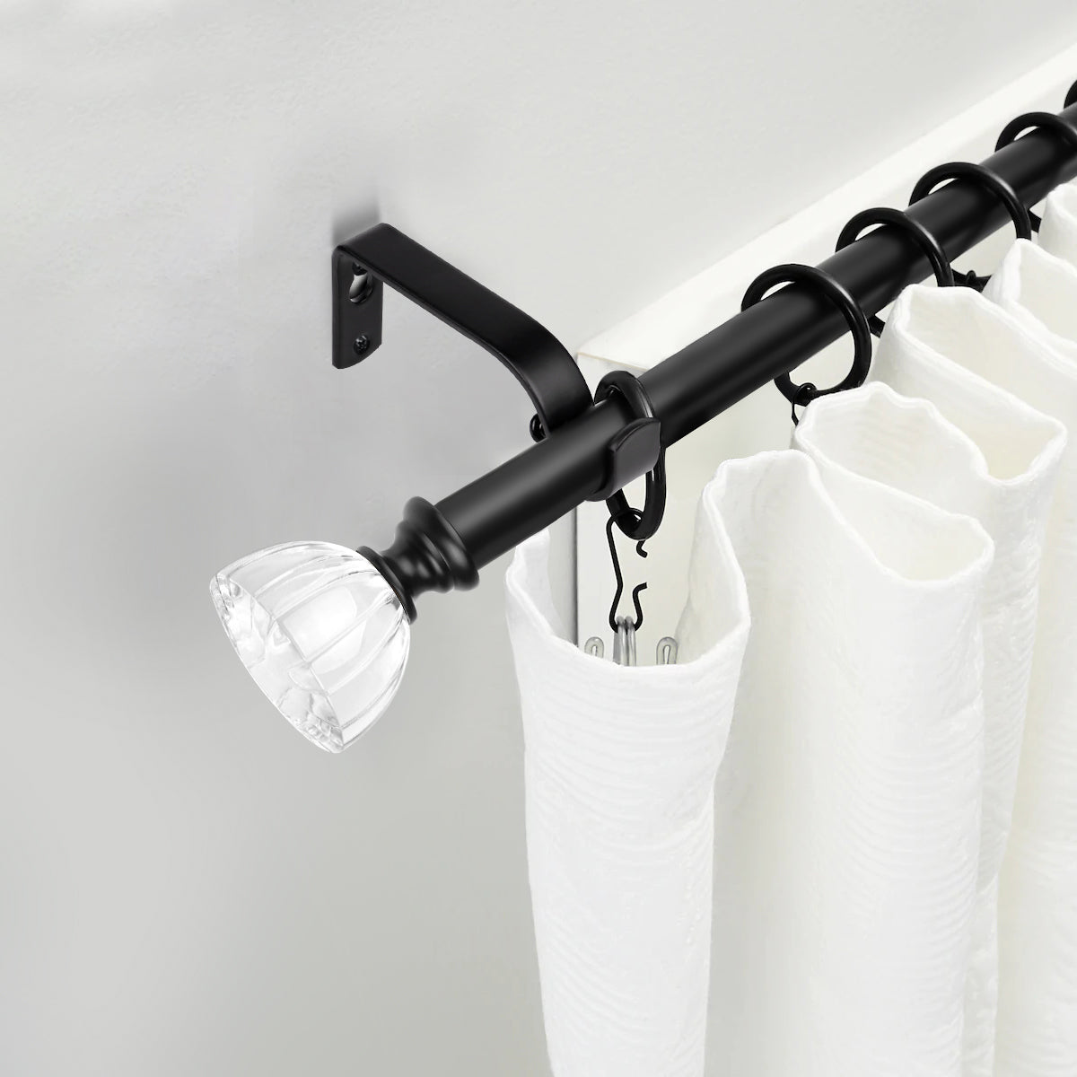 1 Inch Diameter Adjustable Curtain Rod with Resin Tulip Finials, from 43 to 51 Inch