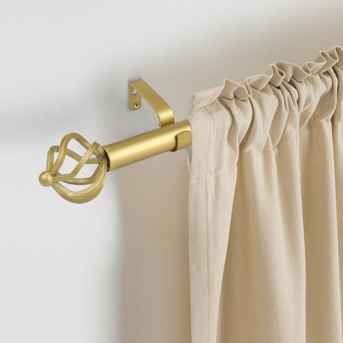 Adjustable Curtain Rod Length from 43 to 51 Inch, with Twisted Cage Finials