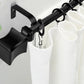 1-Inch Black Finish Decorative Single Curtain Rod with Square Finials, 22 to 42-Inch
