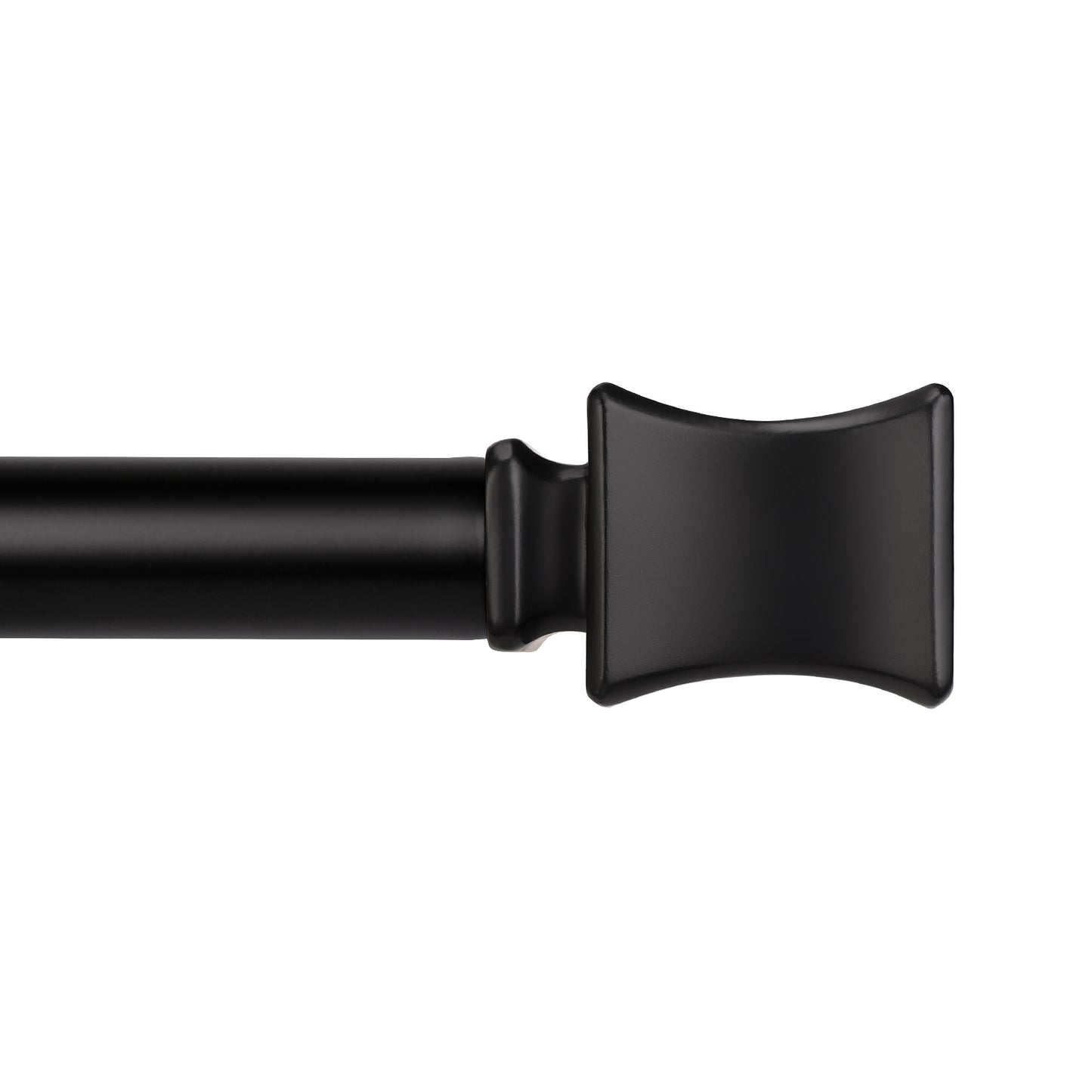 Black Adjustable Curtain Rod, from 57 to 65 Inch, with Square Finials