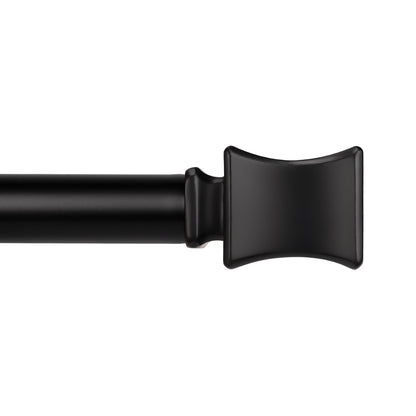 Black Adjustable Curtain Rod, from 57 to 65 Inch, with Square Finials