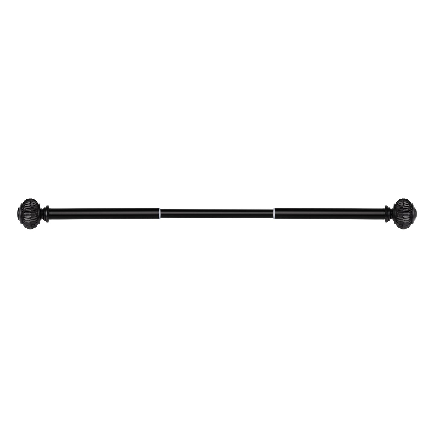1" Black Cafe Window Curtain Rod with Ball Finials, 22" to 42"